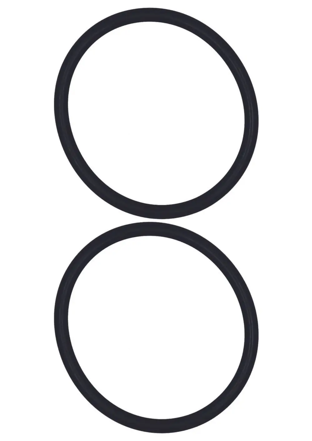 Zwei schwarze O-Ringe des Herstellers Judo, in kreisförmiger Form, nebeneinander angeordnet auf weißem Hintergrund.